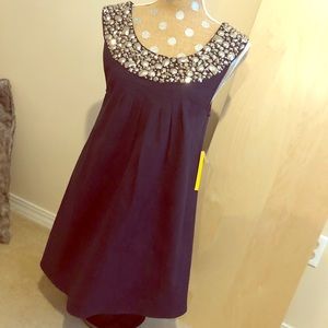 Alice + Olivia Silver Studded Neckline Sleeveless Dress